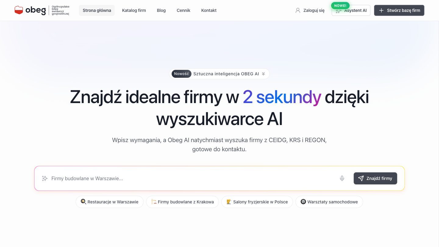 Zrzut ekranu strony OBEG